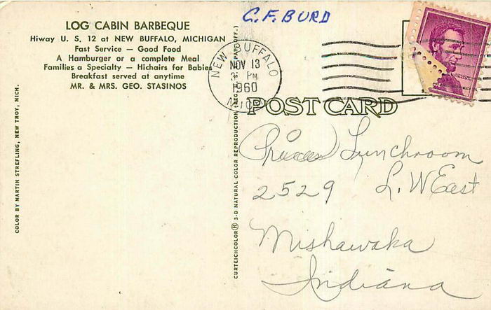 Log Cabin Barbeque - Old Postcard
